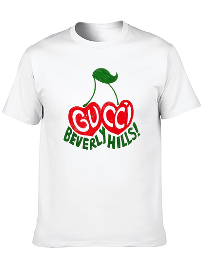 Camiseta Negra con Diseño de Cerezas Gucci Beverly Hills
