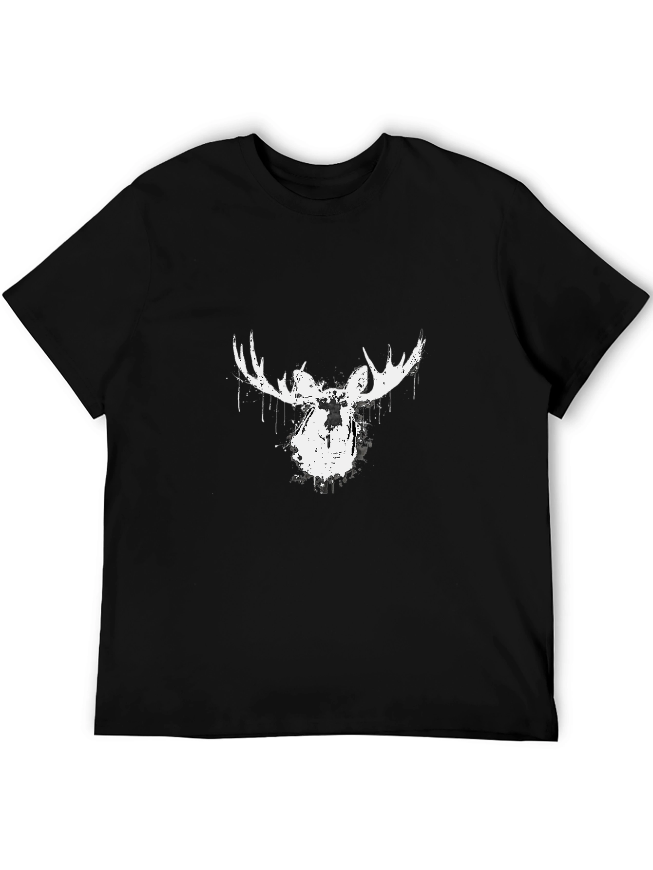 Camiseta Negra con Diseño de Alce Abstracto