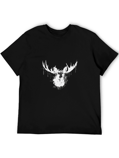 Camiseta Negra con Diseño de Alce Abstracto