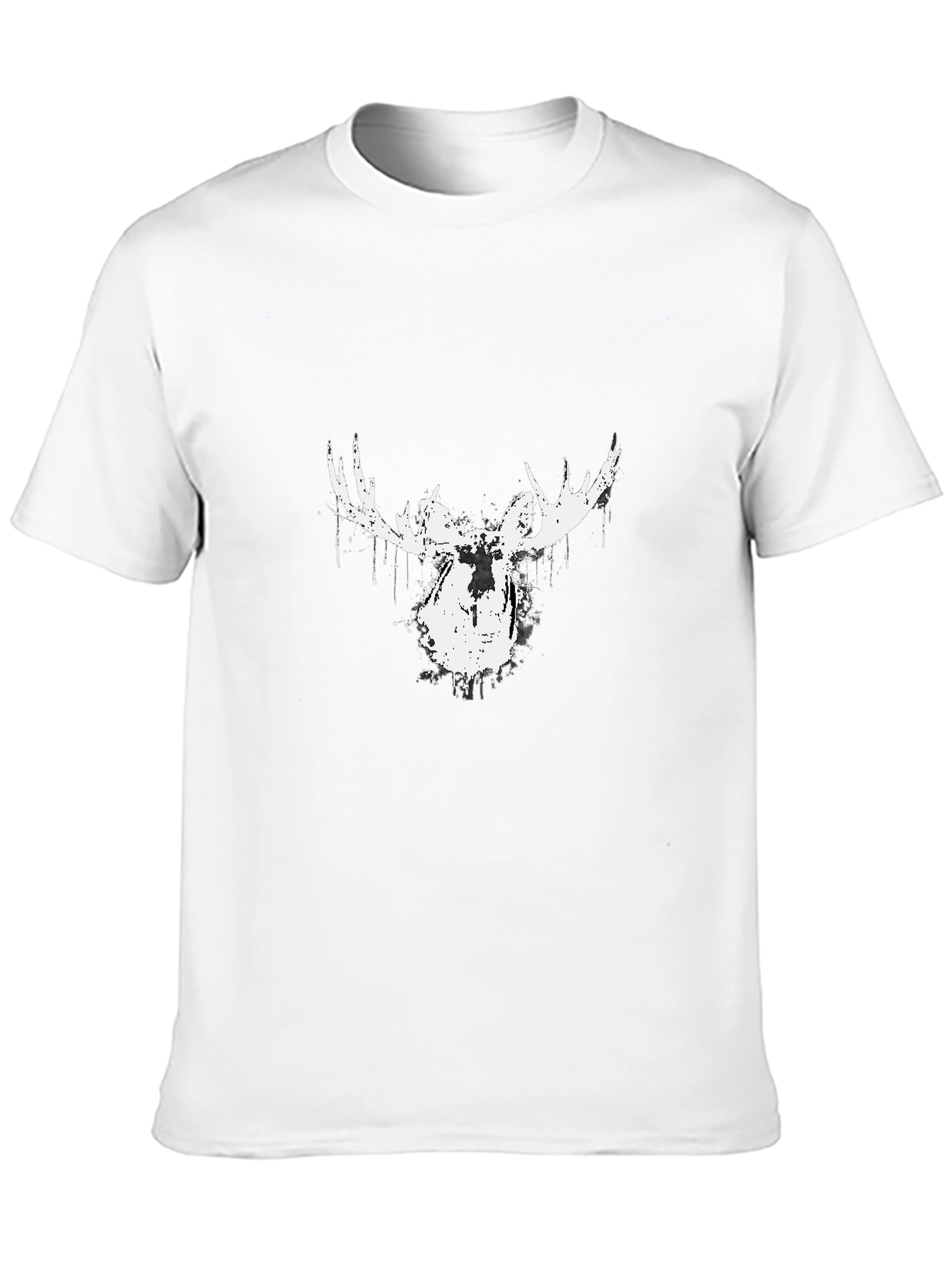 Camiseta Negra con Diseño de Alce Abstracto