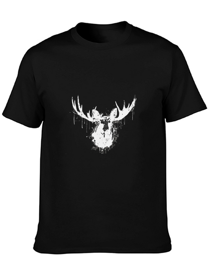 Camiseta Negra con Diseño de Alce Abstracto