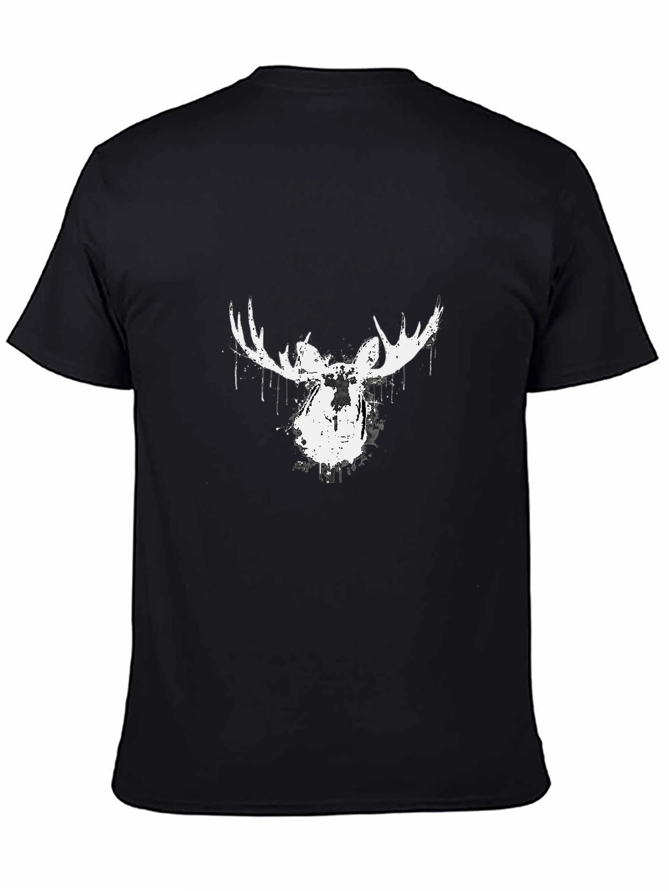 Camiseta Negra con Diseño de Alce Abstracto