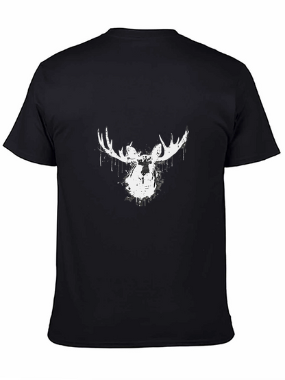 Camiseta Negra con Diseño de Alce Abstracto