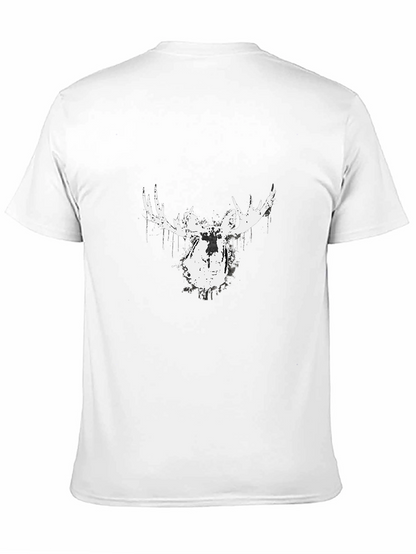 Camiseta Negra con Diseño de Alce Abstracto