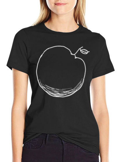 Camiseta Negra con Diseño de Manzana Abstracta