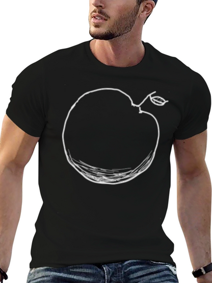 Camiseta Negra con Diseño de Manzana Abstracta