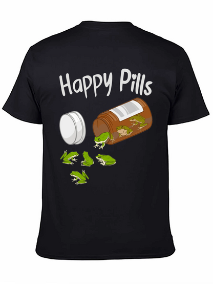 Camiseta Negra Happy Pills con Diseño de Ranas