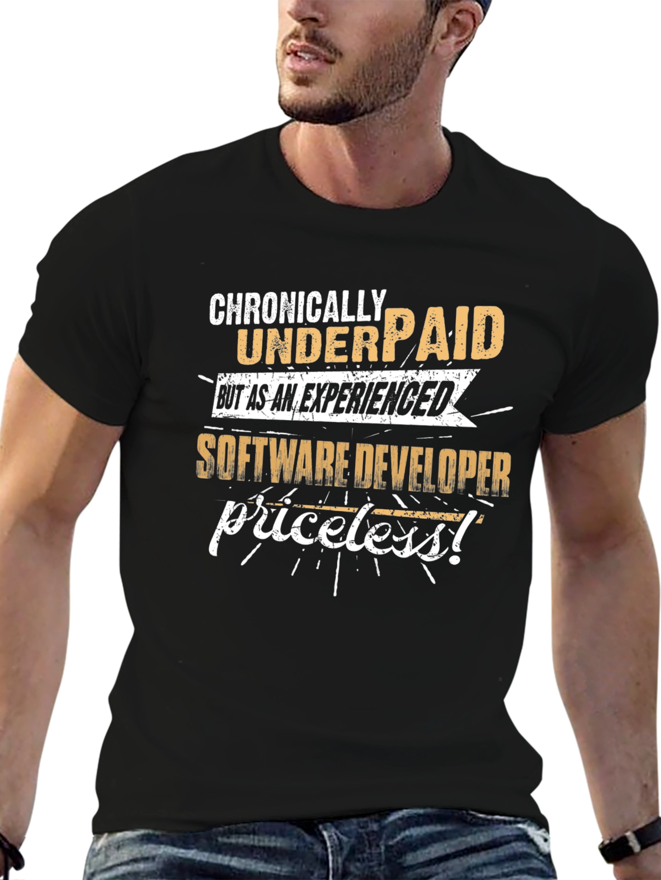 Camiseta Negra: Crónicamente Mal Pagado Desarrollador Software