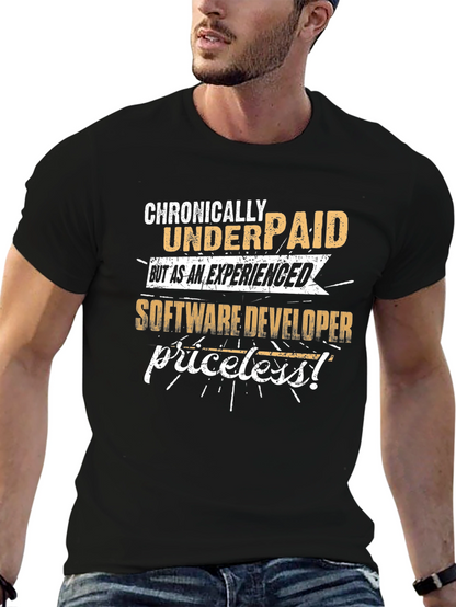 Camiseta Negra: Crónicamente Mal Pagado Desarrollador Software