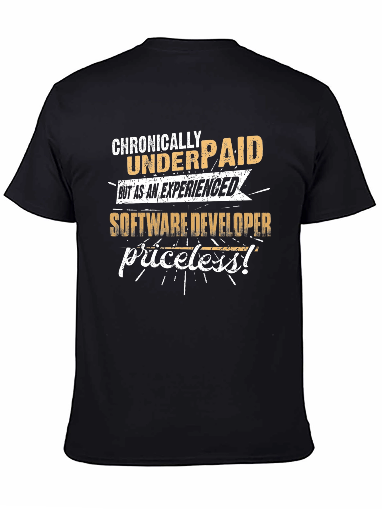 Camiseta Negra: Crónicamente Mal Pagado Desarrollador Software