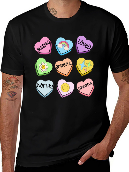 Camiseta Negra con Corazones de San Valentín