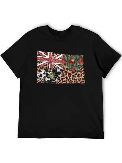 Camiseta Negra con Diseño de Bandera Animal Print