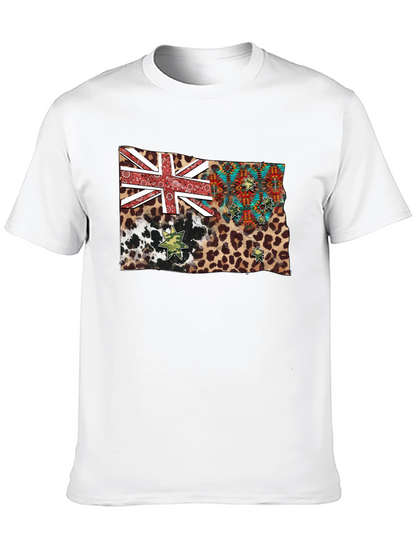 Camiseta Negra con Diseño de Bandera Animal Print