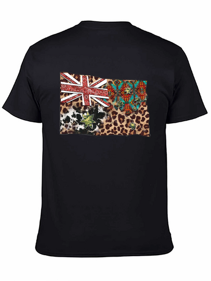 Camiseta Negra con Diseño de Bandera Animal Print