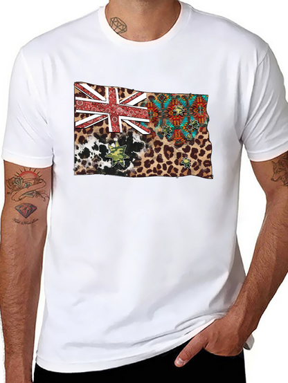 Camiseta Negra con Diseño de Bandera Animal Print