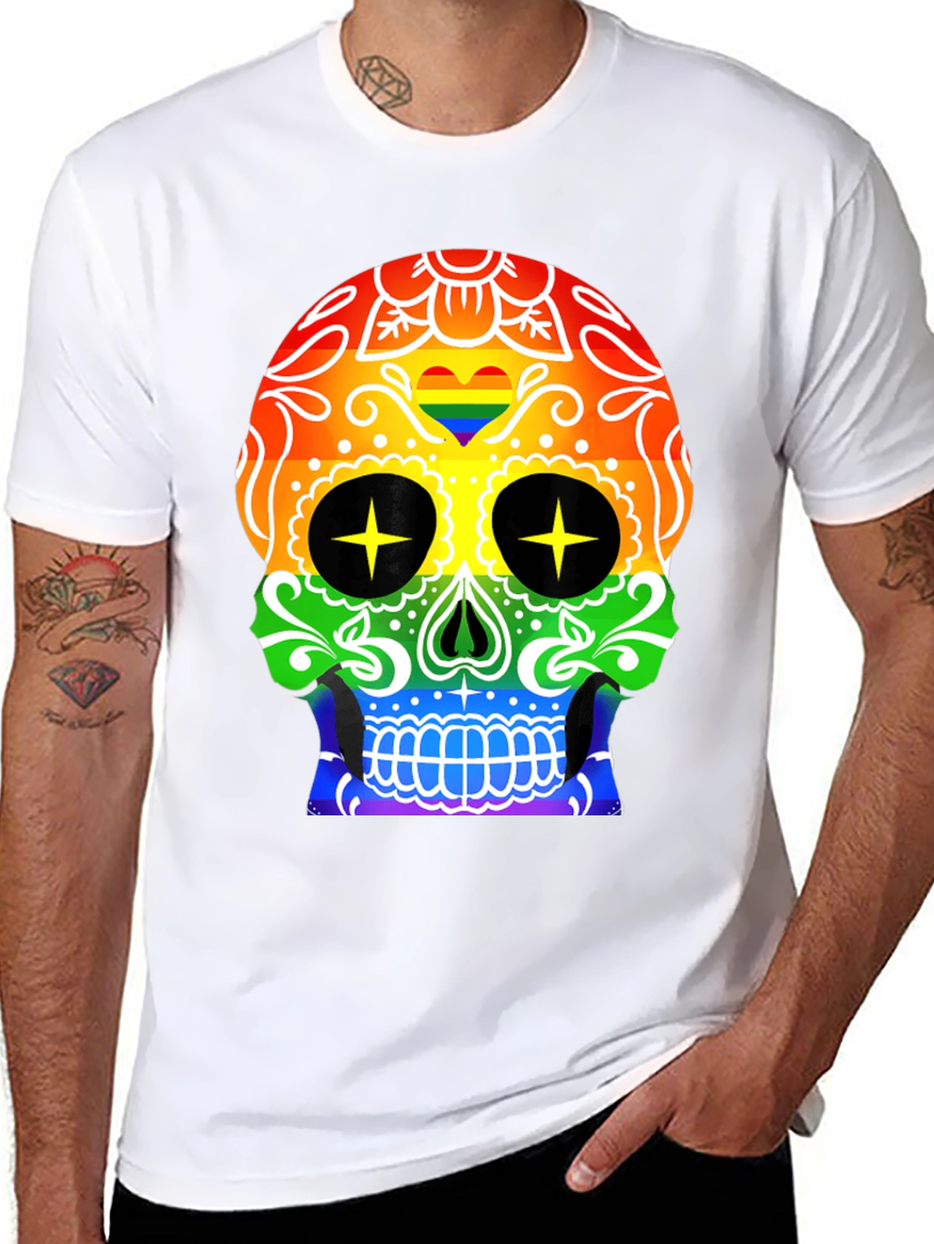 Camiseta Negra Calavera Orgullo Gay