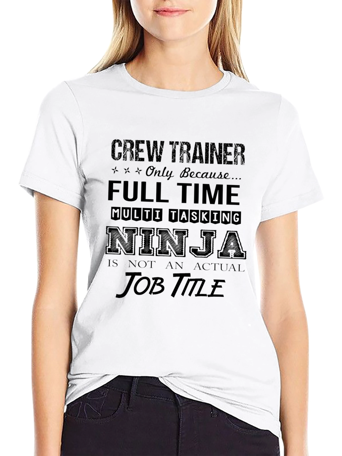 Camiseta Negra: Crew Trainer - Ninja Multi-Tarea