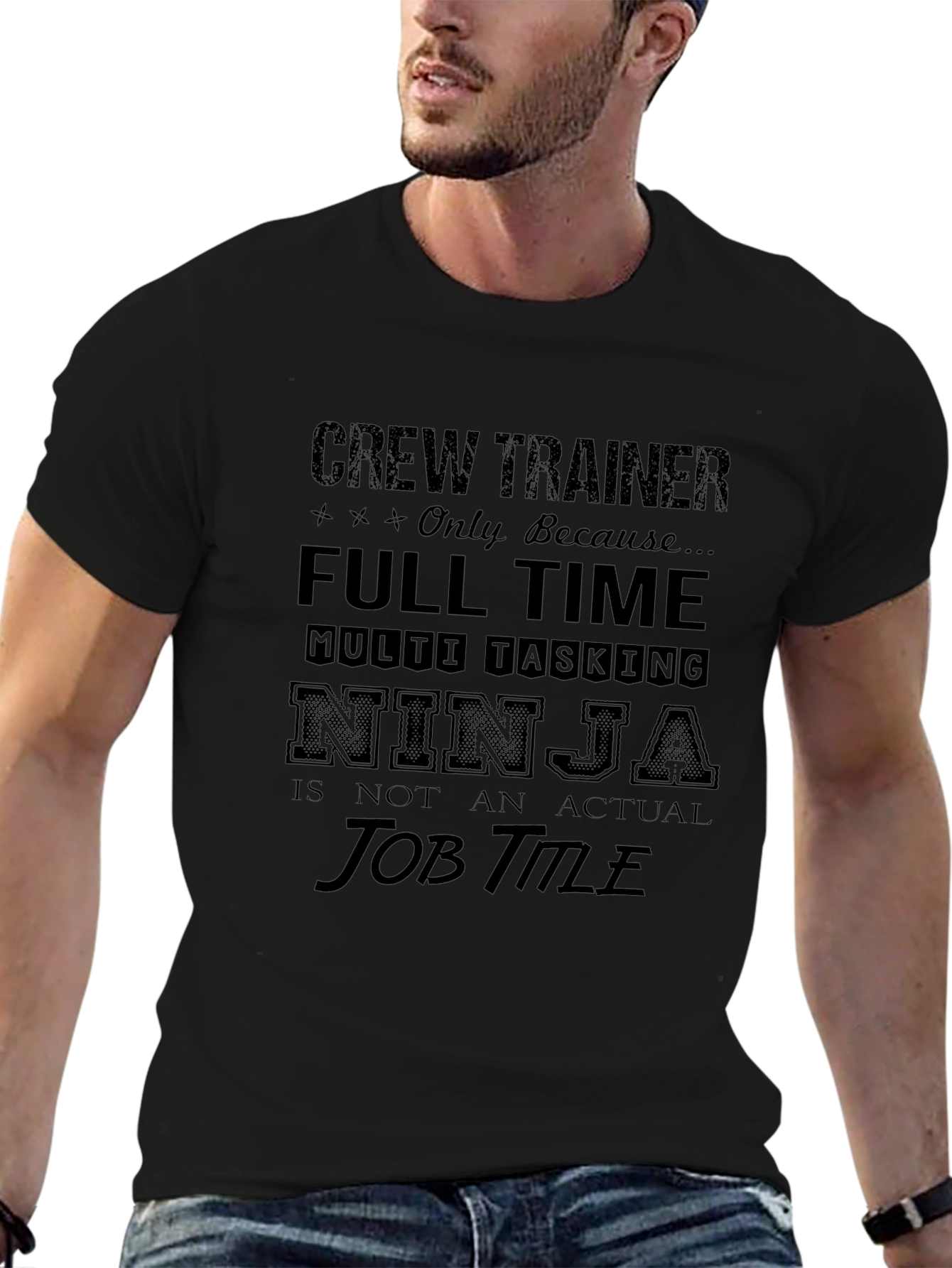 Camiseta Negra: Crew Trainer - Ninja Multi-Tarea