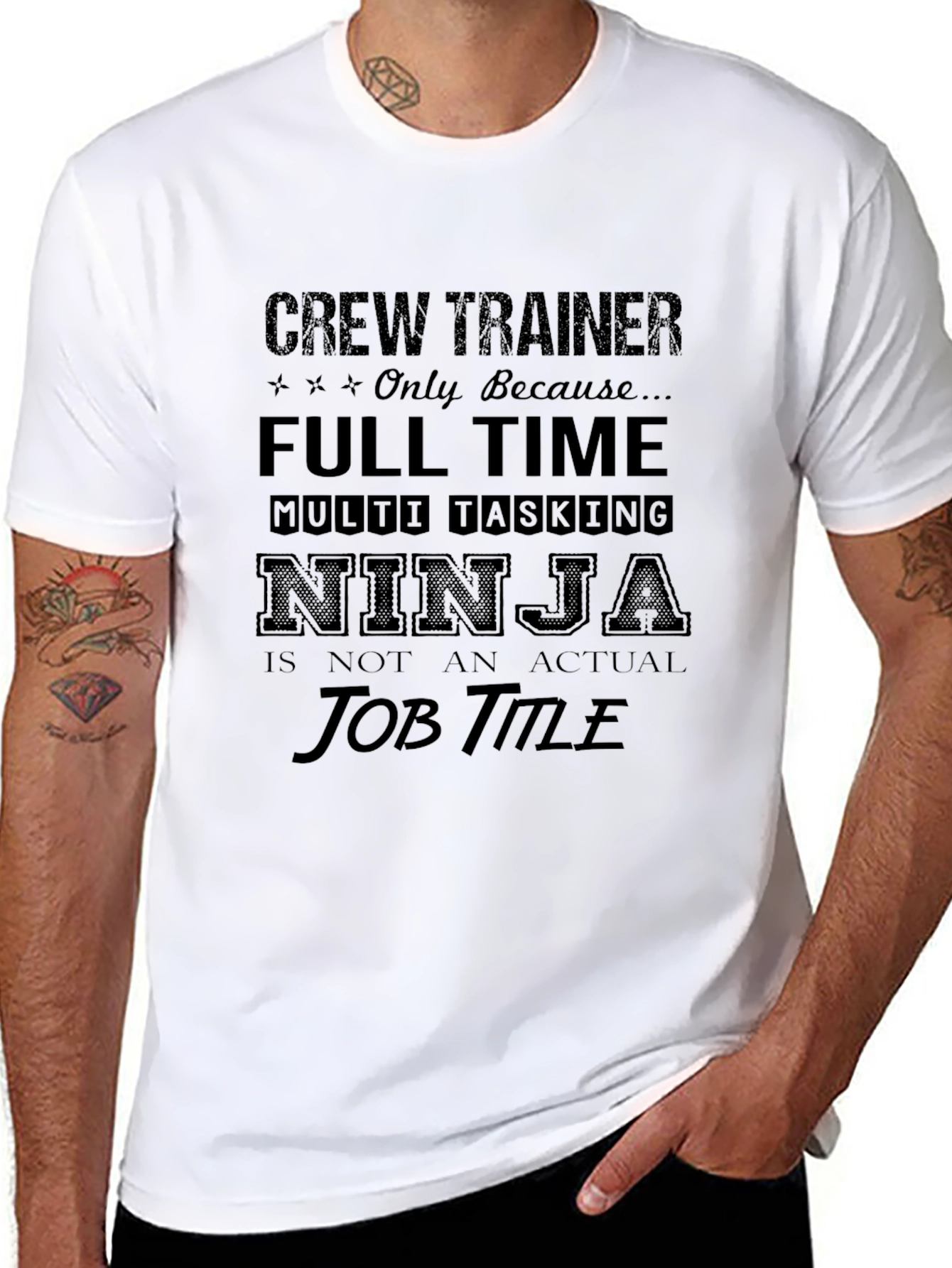 Camiseta Negra: Crew Trainer - Ninja Multi-Tarea