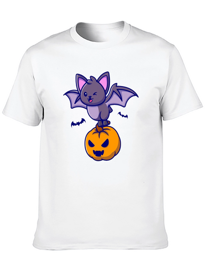Camiseta Halloween con Murciélago y Calabaza