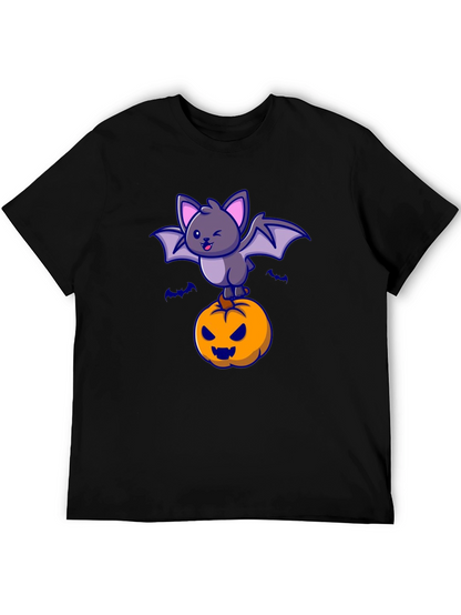 Camiseta Halloween con Murciélago y Calabaza