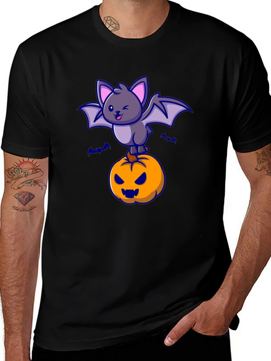 Camiseta Halloween con Murciélago y Calabaza