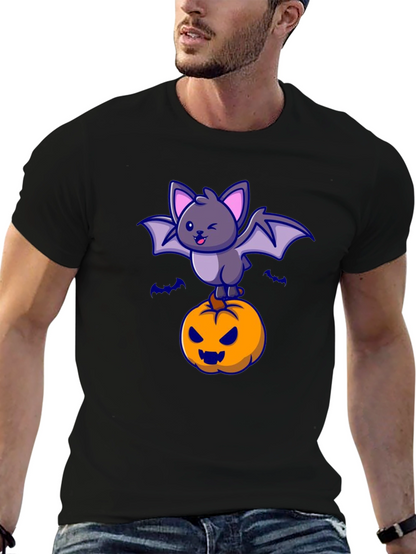 Camiseta Halloween con Murciélago y Calabaza