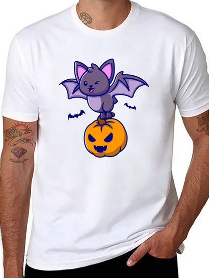 Camiseta Halloween con Murciélago y Calabaza