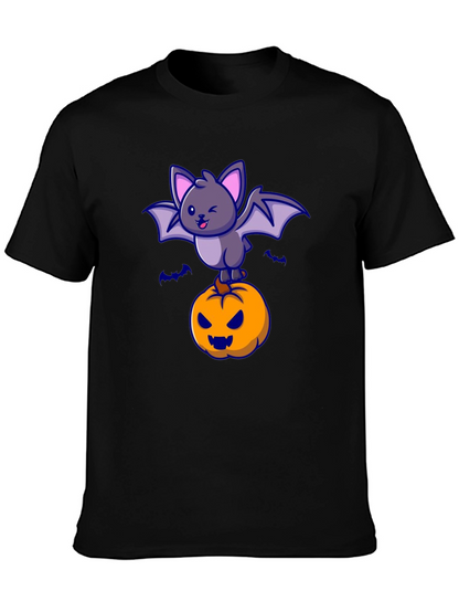 Camiseta Halloween con Murciélago y Calabaza