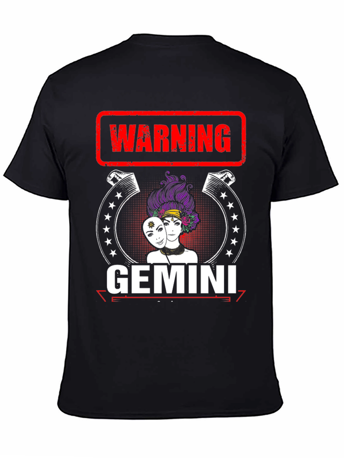 Camiseta Negra Gemini con Diseño Divertido