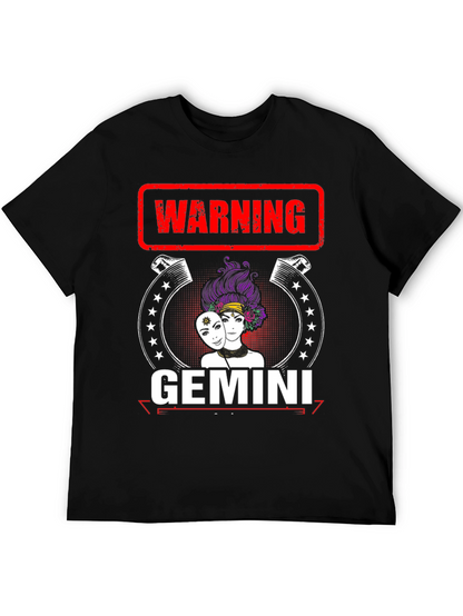 Camiseta Negra Gemini con Diseño Divertido