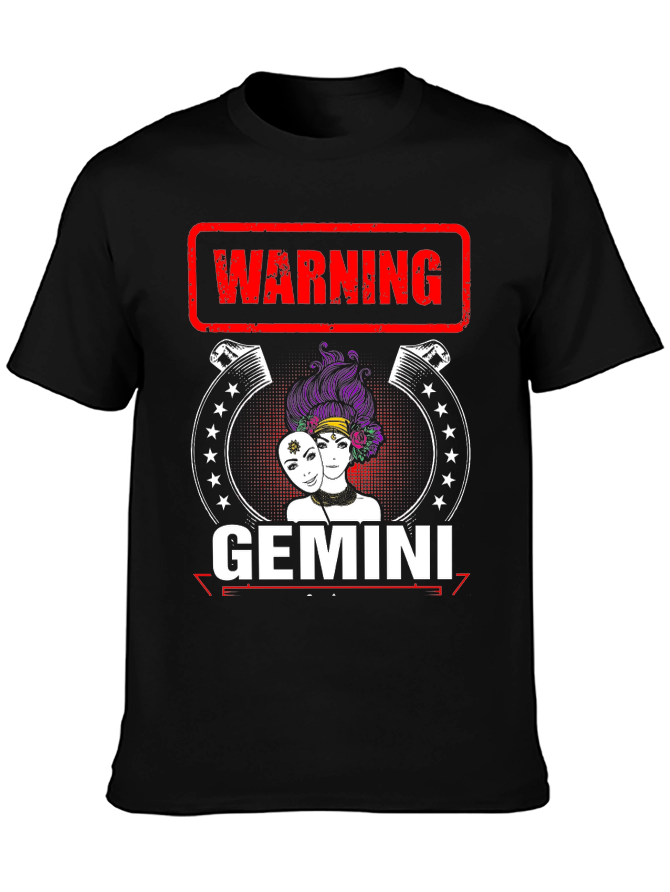 Camiseta Negra Gemini con Diseño Divertido