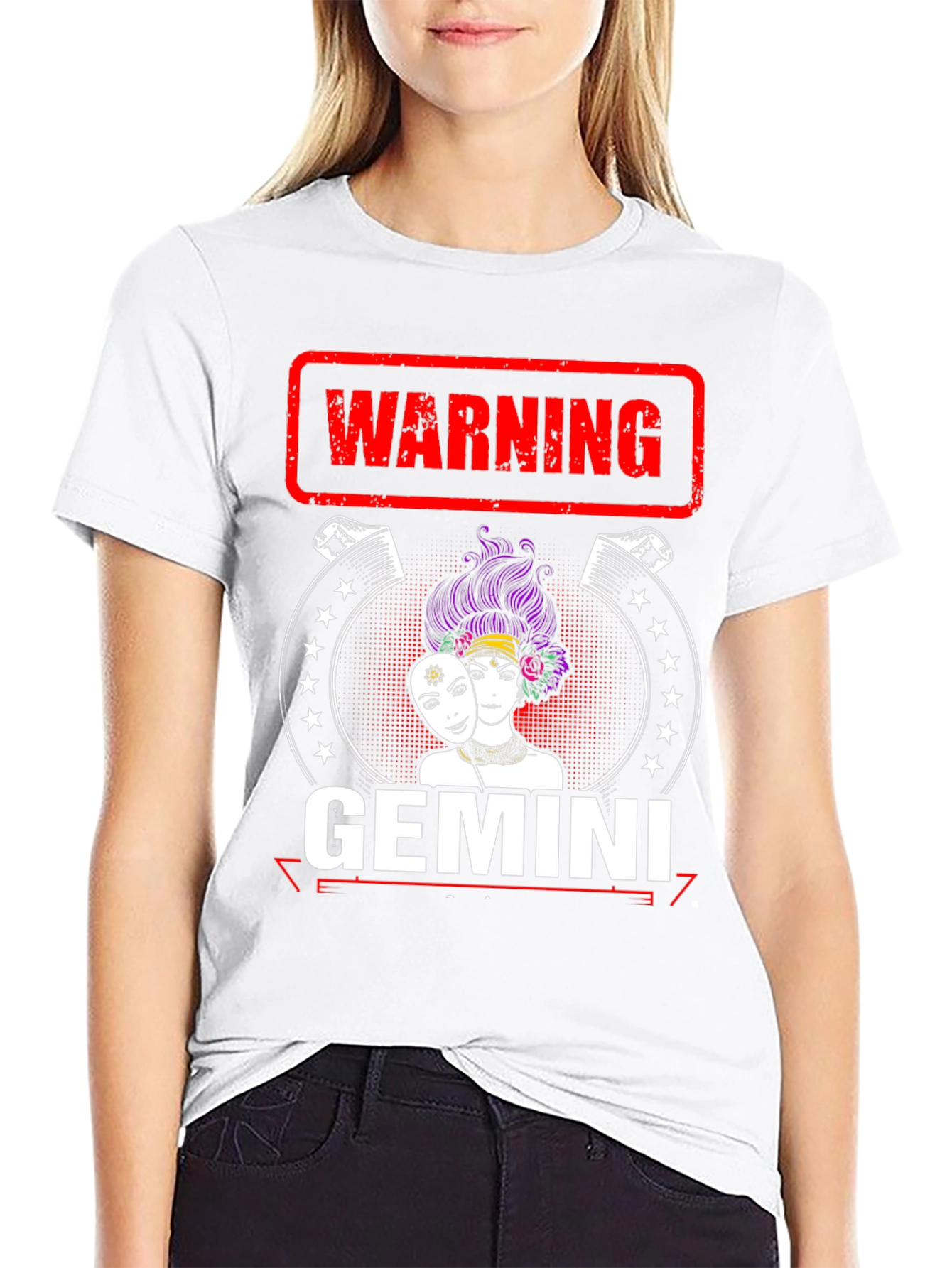 Camiseta Negra Gemini con Diseño Divertido