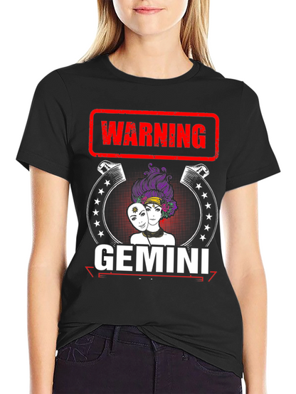 Camiseta Negra Gemini con Diseño Divertido