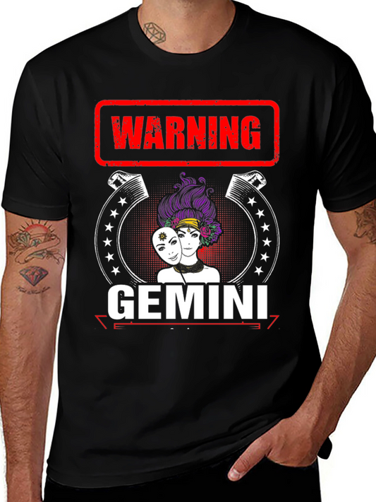 Camiseta Negra Gemini con Diseño Divertido