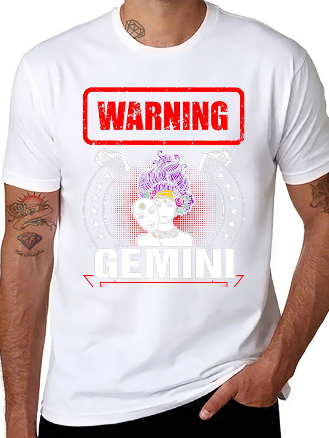 Camiseta Negra Gemini con Diseño Divertido