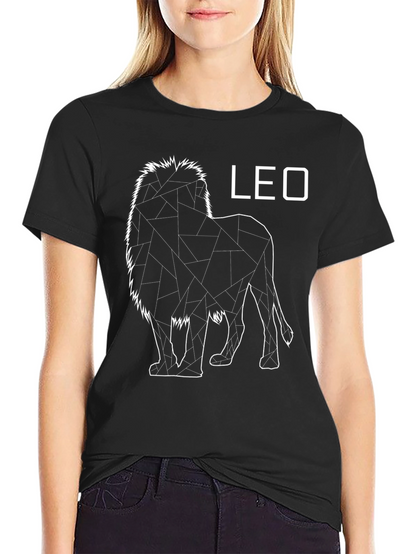 Camiseta Negra con Diseño de León - Signo Leo