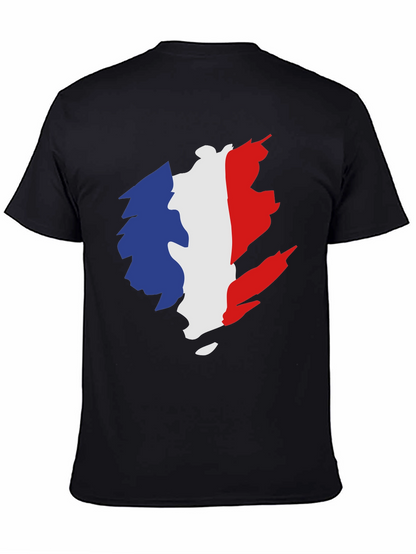 Camiseta Negra Hombre - Diseño Bandera Francia
