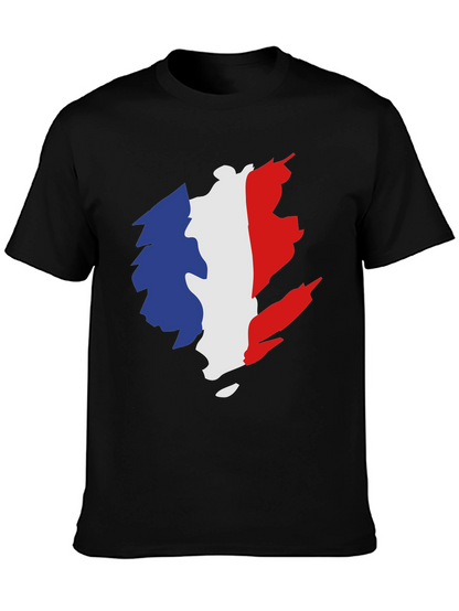 Camiseta Negra Hombre - Diseño Bandera Francia
