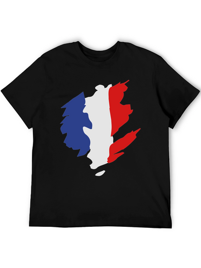 Camiseta Negra Hombre - Diseño Bandera Francia