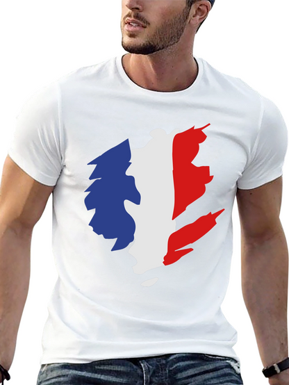 Camiseta Negra Hombre - Diseño Bandera Francia