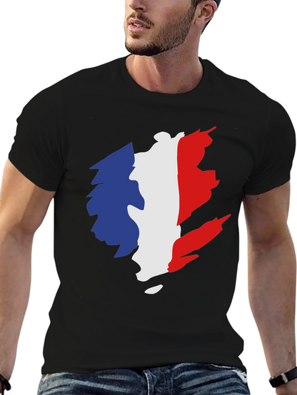 Camiseta Negra Hombre - Diseño Bandera Francia