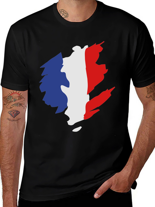 Camiseta Negra Hombre - Diseño Bandera Francia