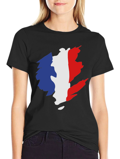 Camiseta Negra Hombre - Diseño Bandera Francia