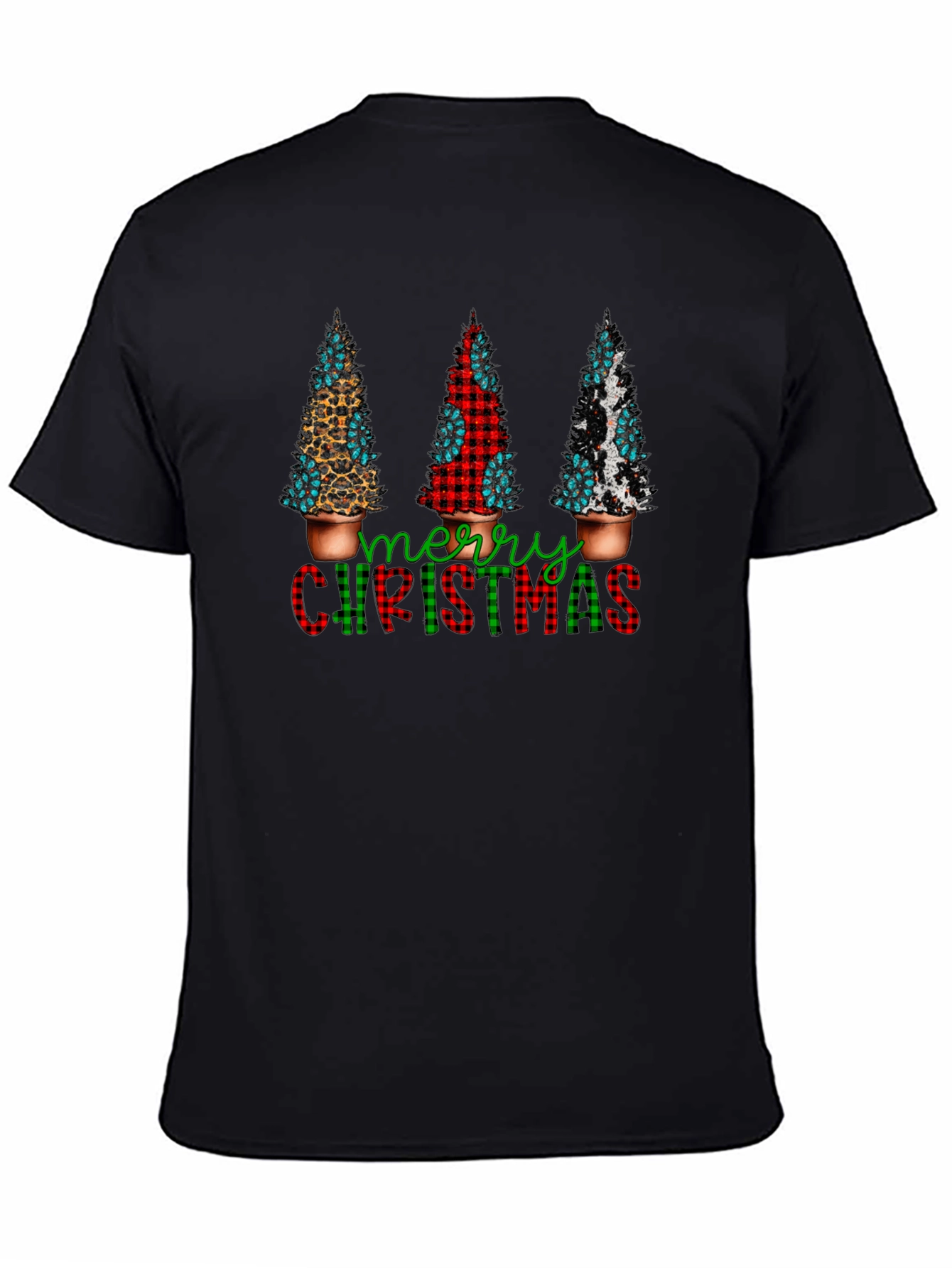 Camiseta Navideña con Estampado de Árboles