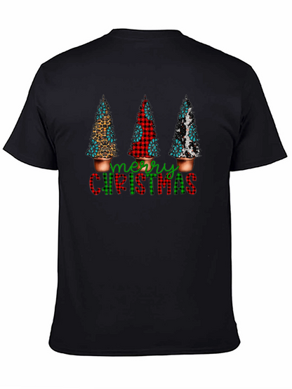 Camiseta Navideña con Estampado de Árboles
