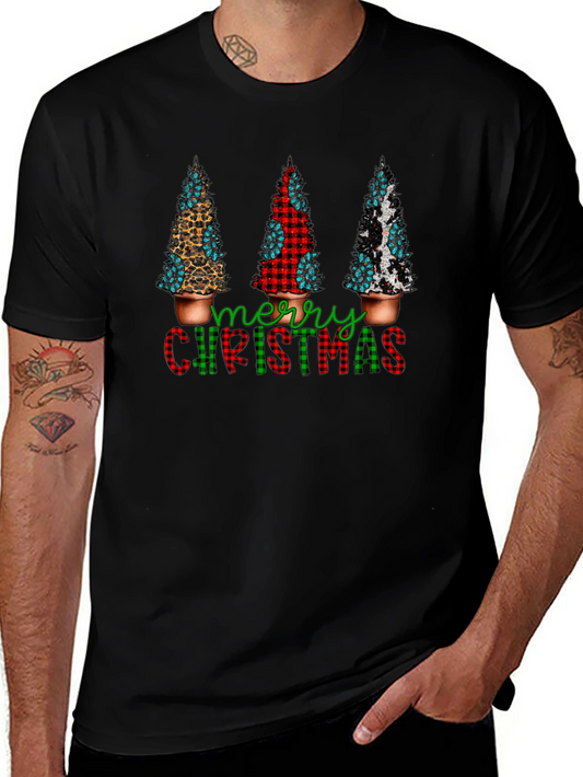 Camiseta Navideña con Estampado de Árboles