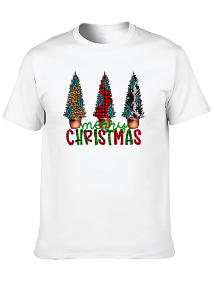 Camiseta Navideña con Estampado de Árboles