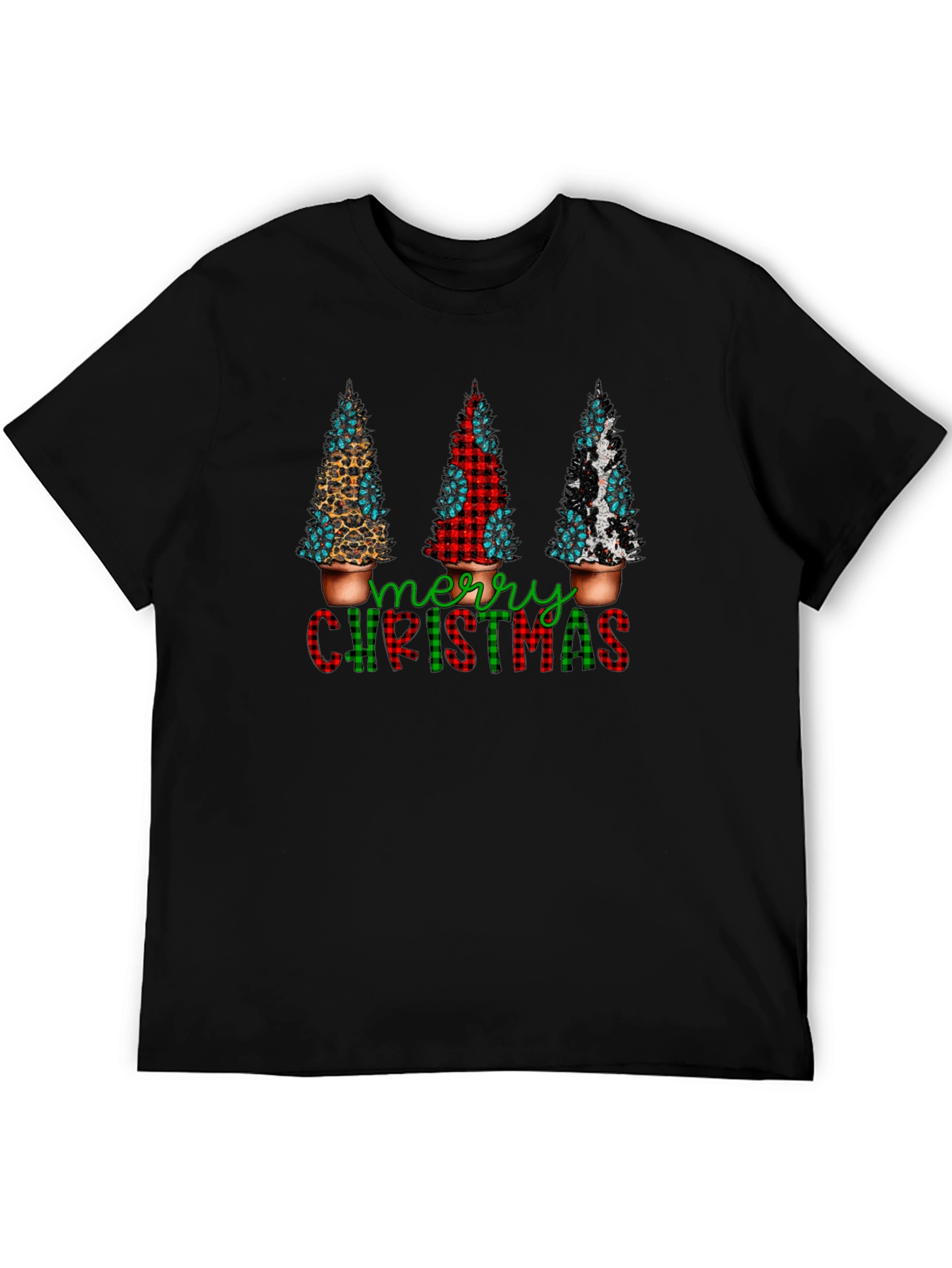 Camiseta Navideña con Estampado de Árboles