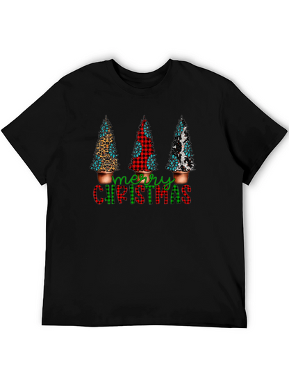 Camiseta Navideña con Estampado de Árboles